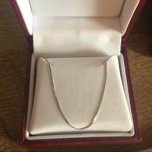 White gold thin chain necklace